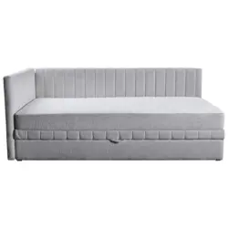 Schlafsofa Roma in Chenille, Jacquard Hellgrau