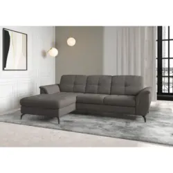 Ecksofa Zora E in Flachgewebe Graphitfarben 164/262 cm