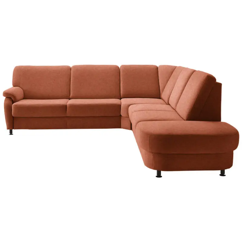 Ecksofa in Flachgewebe Rostfarben 269/287 cm