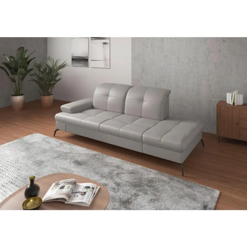 R&eacute;camiere in Vliesstoff Kombination Echtleder/Stoff Hellgrau