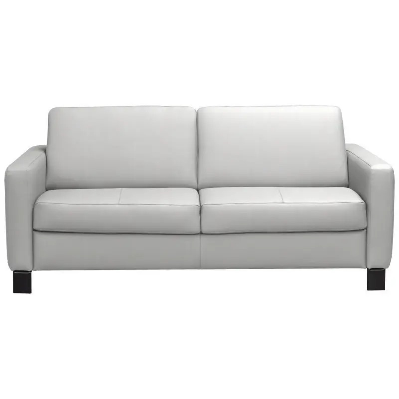 Schlafsofa Aruba in Lederlook Kombination Echtleder/Lederlook Hellgrau