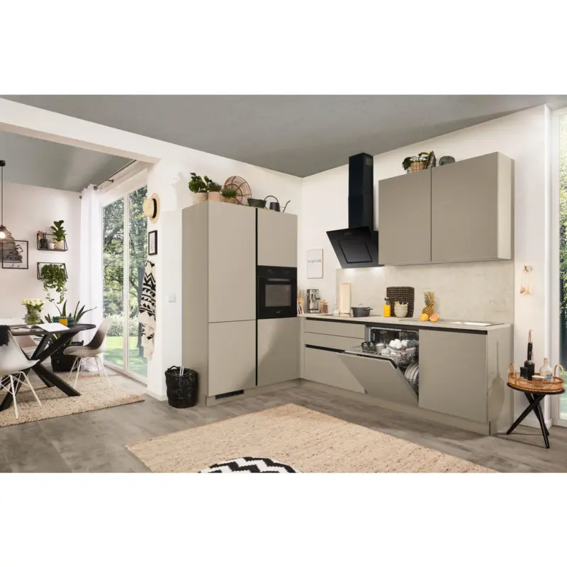 Eckk&uuml;che 183/276 cm in Creme, Grau