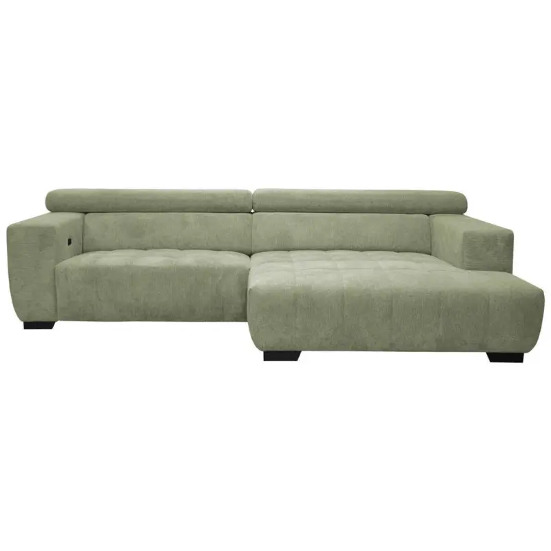 Ecksofa in Webstoff Olivgr&uuml;n 279/182 cm