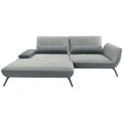 Ecksofa in Webstoff Hellgrau 191/273 cm