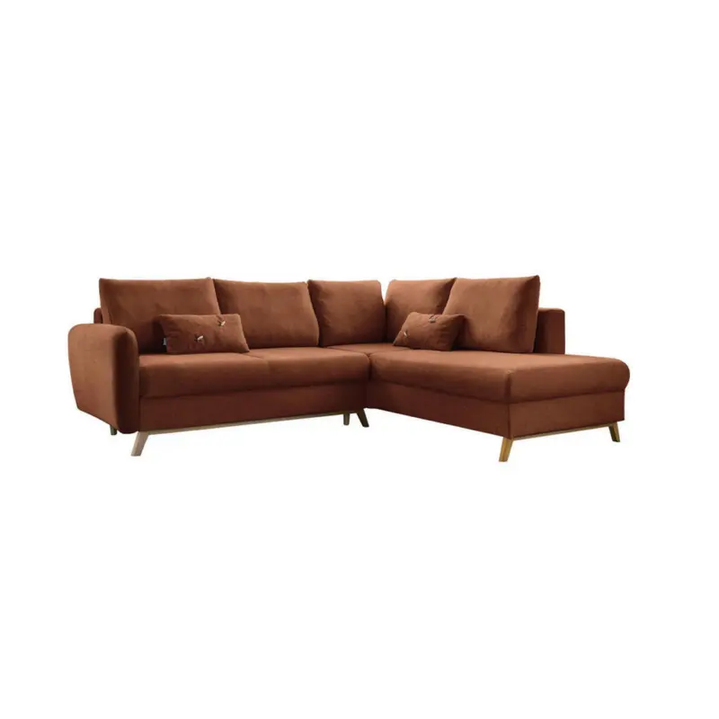 Ecksofa in Chenille Terracotta 242/202 cm