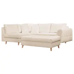 Ecksofa inkl. Hocker Ariella in Boucl&eacute; Wei&szlig; 161/231 cm