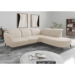 Ecksofa ZOE E in Flachgewebe Creme 300/267 cm