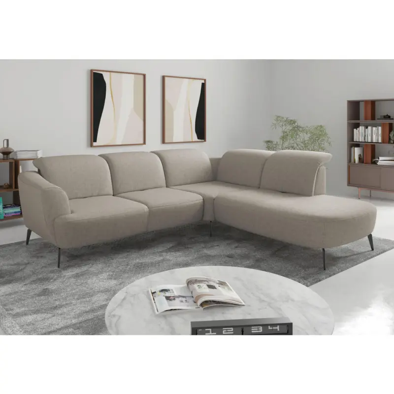 Ecksofa ZOE E in Flachgewebe Taupe 300/267 cm