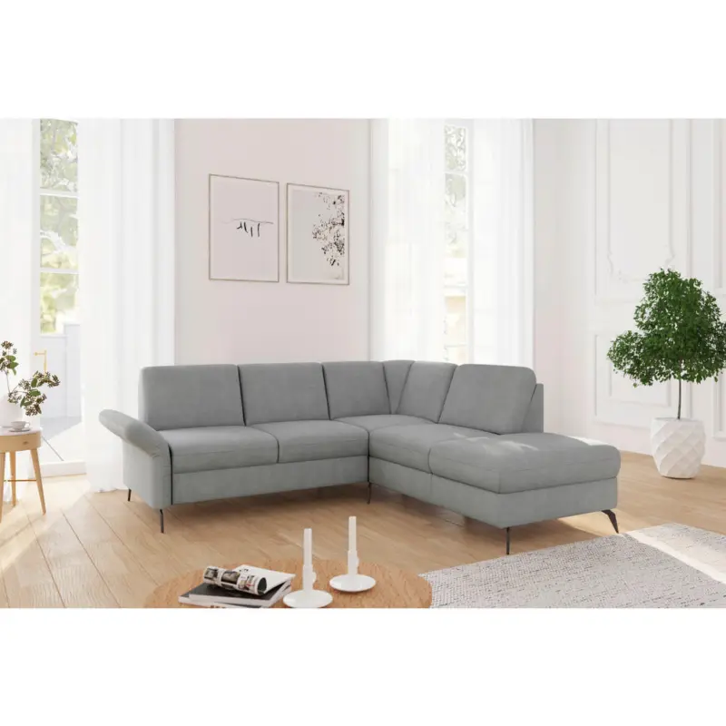 Ecksofa Rochelle E in Flachgewebe Grau 240/216 cm