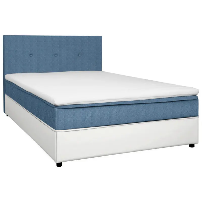 Boxbett 180/200 cm in Wei&szlig;, Hellblau