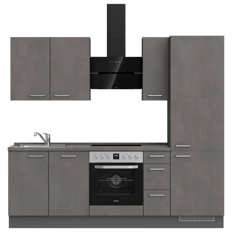 K&uuml;chenleerblock 240 cm in Schieferfarben