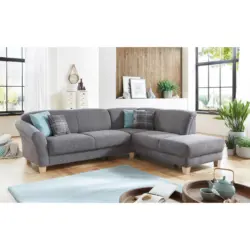 Ecksofa in Flachgewebe Grau 257/212 cm