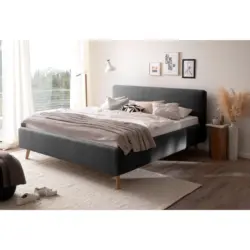 Polsterbett Bettkasten, Lattenroste Anthrazit 160/200 cm