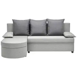 Ecksofa in Webstoff Grau, Dunkelgrau 159/196 cm