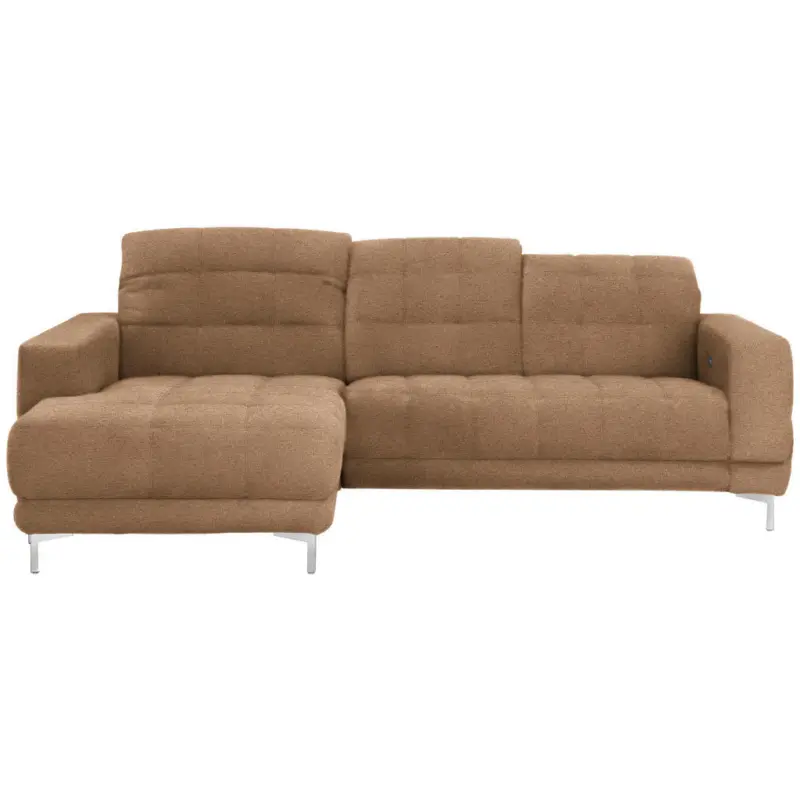 Ecksofa in Webstoff Braun 187/260 cm