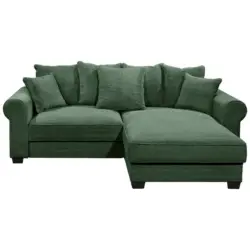 Ecksofa in Cord Dunkelgr&uuml;n 255/185 cm