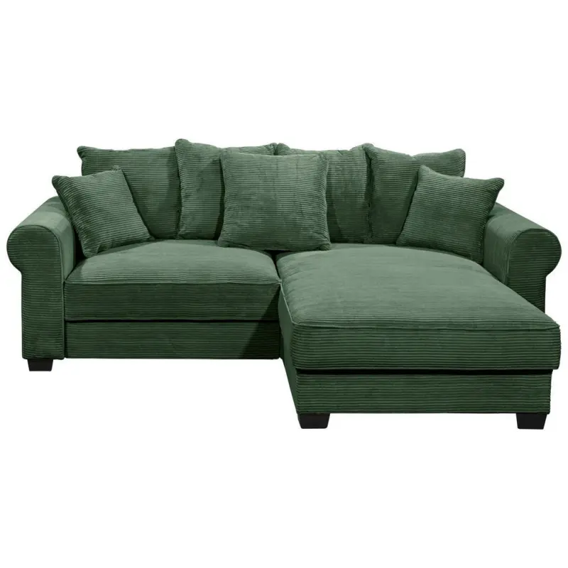 Ecksofa in Cord Dunkelgr&uuml;n 255/185 cm