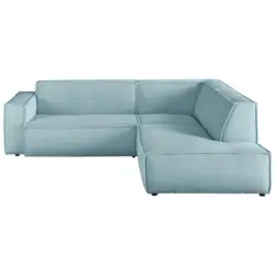 Ecksofa in Cord Hellblau 254/224 cm