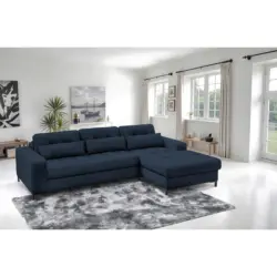Ecksofa Bonito in Struktur Dunkelblau 260/176 cm