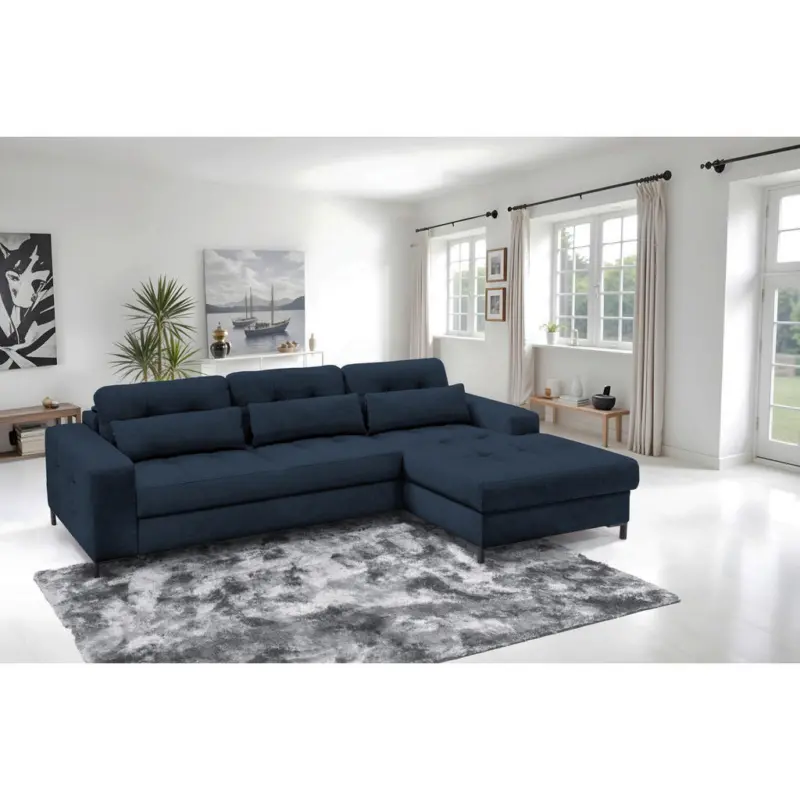 Ecksofa Bonito in Struktur Dunkelblau 260/176 cm