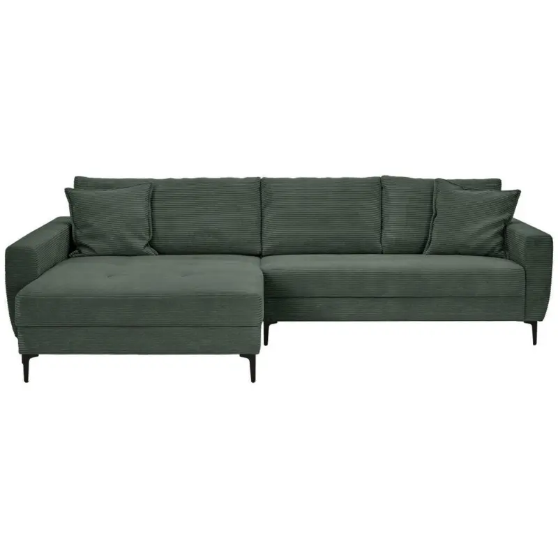 Ecksofa in Cord Waldgr&uuml;n 174/283 cm