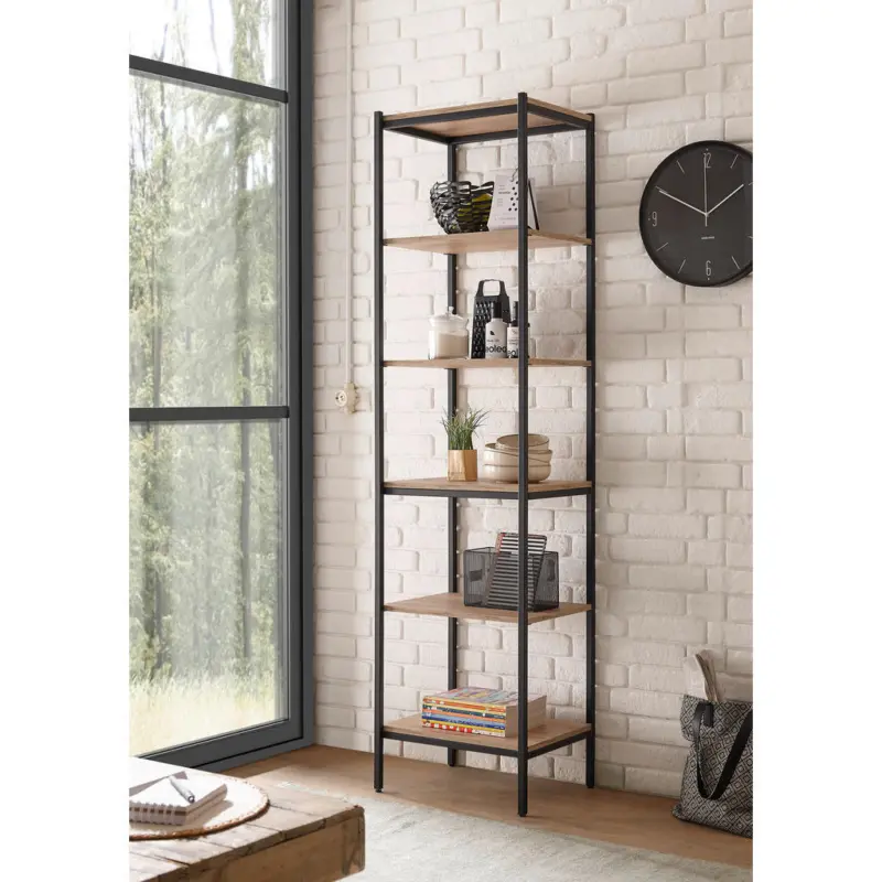 Regal 50/195/40 cm Schwarz, Eichefarben