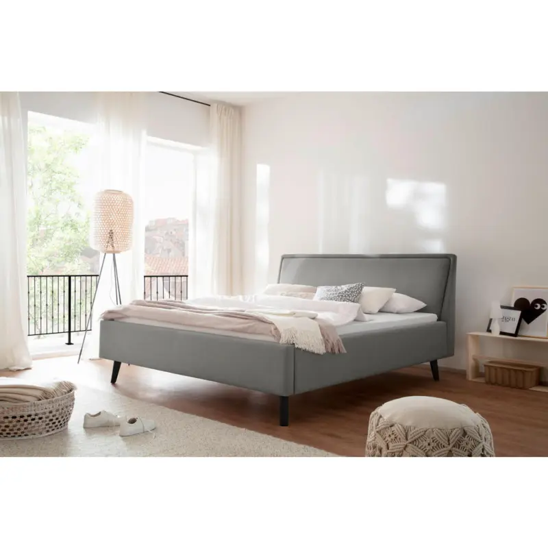 Polsterbett Bettkasten, Lattenroste Hellgrau 180/200 cm