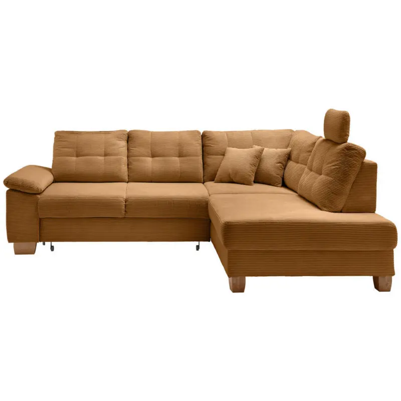 Ecksofa in Cord Goldfarben