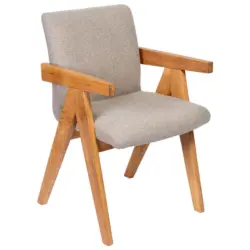 Armlehnstuhl in Holz, Textil Grau