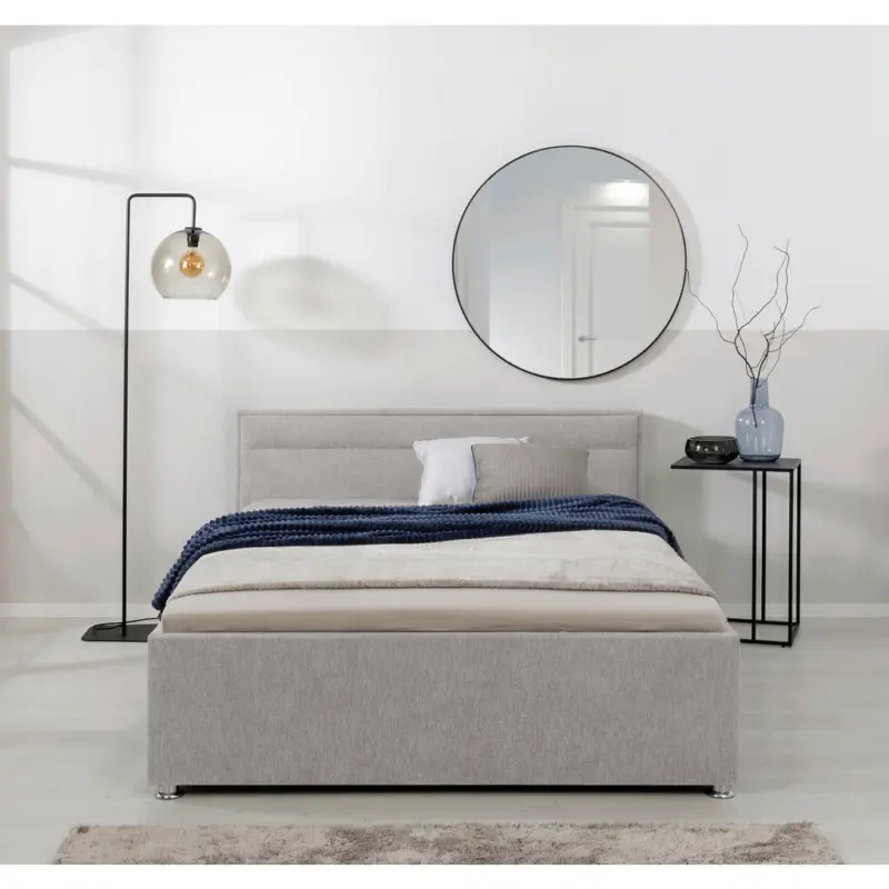 Polsterbett Lattenrost, Bettkasten Hellgrau 140/200 cm