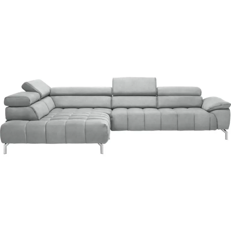 Ecksofa in Chenille Hellgrau 222/323 cm