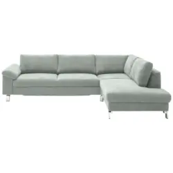 Ecksofa in Velours Hellgrau 281/200 cm