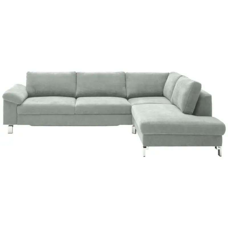 Ecksofa in Velours Hellgrau 281/200 cm