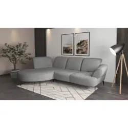 Ecksofa Dance E in Flachgewebe Grau 208/313 cm
