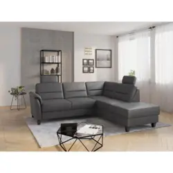 Ecksofa Palmera V in Mikrofaser Anthrazit 236/212 cm