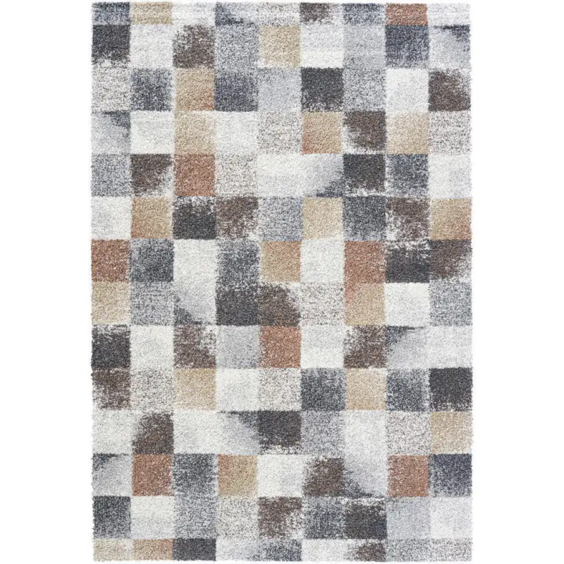 Webteppich 160/230 cm Mehari Goldfarben, Dunkelgrau, Terracotta