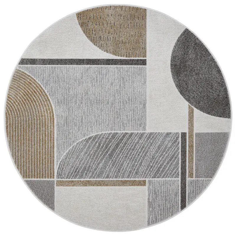 Webteppich 160 cm Valencia Grau, Goldfarben, Hellgrau