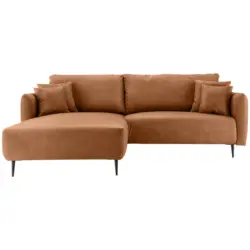 Ecksofa in Lederlook Cognac 178/264-302 cm