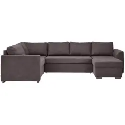 Wohnlandschaft in Webstoff Dunkelgrau