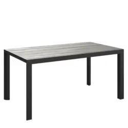 Gartentisch Metall, Glas Anthrazit, Naturfarben rechteckig