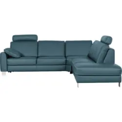 Ecksofa in Echtleder Blau