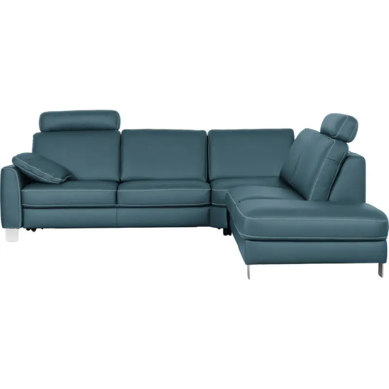 Ecksofa in Echtleder Blau