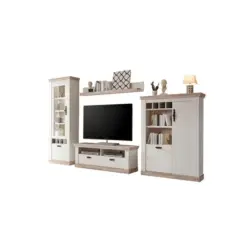 Wohnwand 4-teilig in Pinienfarben, Hellbraun 330/201/44 cm