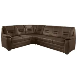 Ecksofa in Lederlook Braun, Grau 234/286 cm