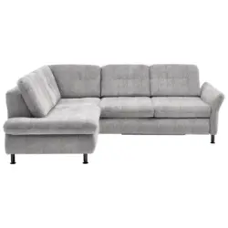Ecksofa in Webstoff Hellgrau 210/242 cm