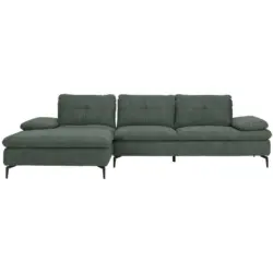 Ecksofa in Velours Dunkelgr&uuml;n 179/301 cm