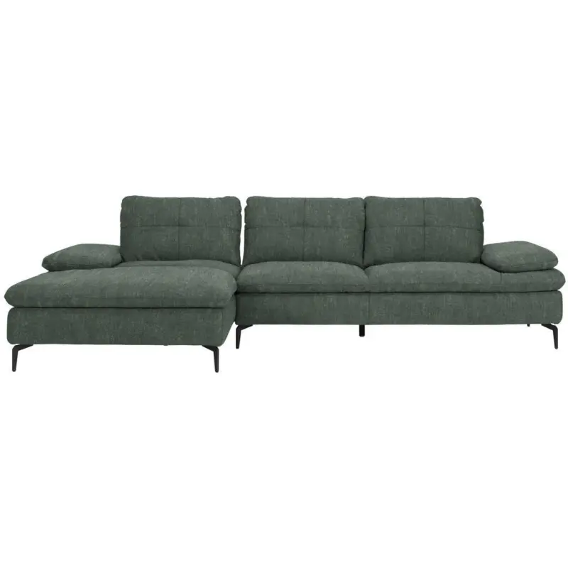 Ecksofa in Velours Dunkelgr&uuml;n 179/301 cm