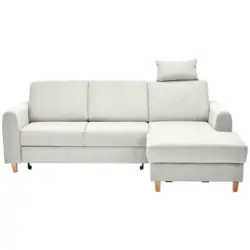 Ecksofa in Flachgewebe Hellgrau