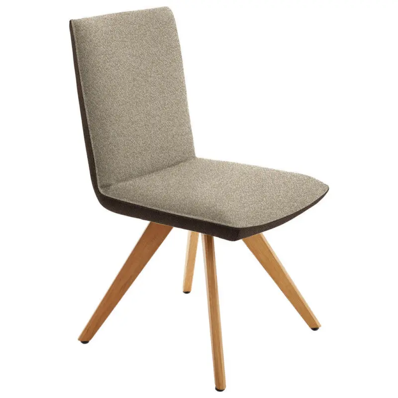 Stuhl in Holz, Textil Braun, Beige