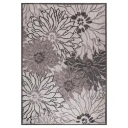 Outdoorteppich 60/110 cm Floral Grau, Hellgrau